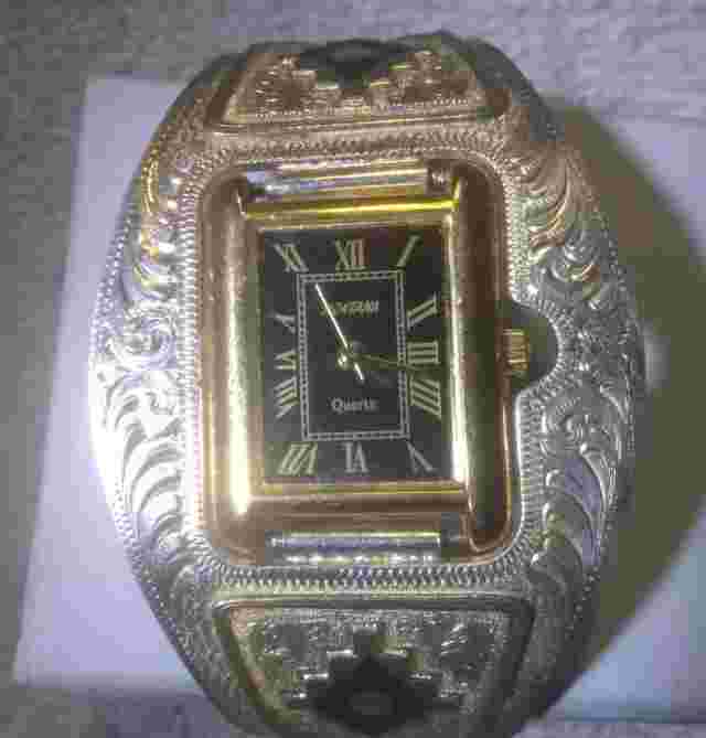 Montana Silversmiths Cuff Watch Southwest Aztec Western Gold New Bat Great 1
