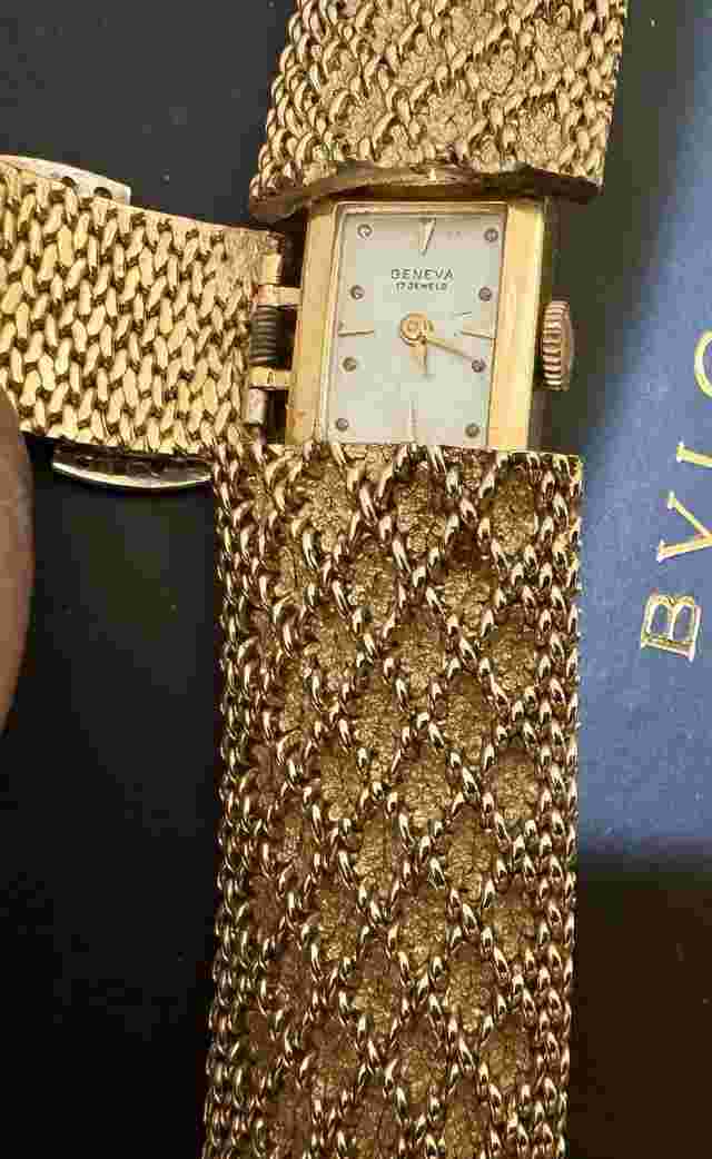 GENEVE WATCH DIAMONDS 0.55CTW  14K GOLD BRACELET W/ CONCEALED DIAL RARE 68GR SM