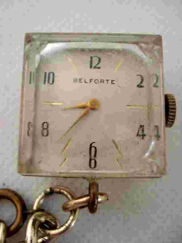 RARE BEAUTIFUL BELFORTE 7 Jewels Lucite Cube Watch Pendant Charm Chain Bracelet