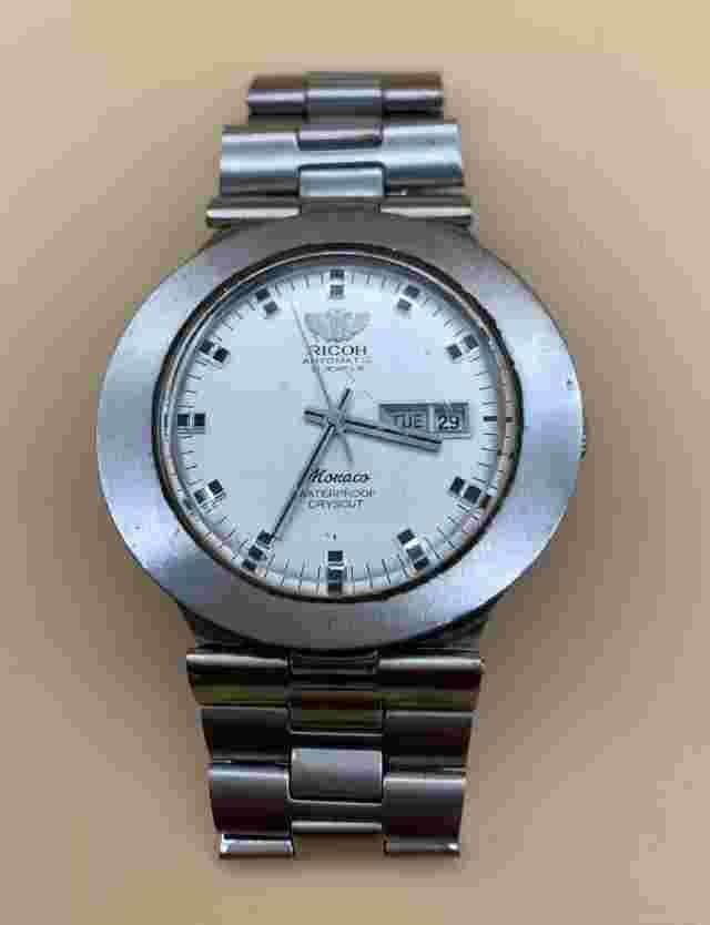 Vintage Ricoh Monaco Cryscut 261223 Automatic Day Date Men's Watch