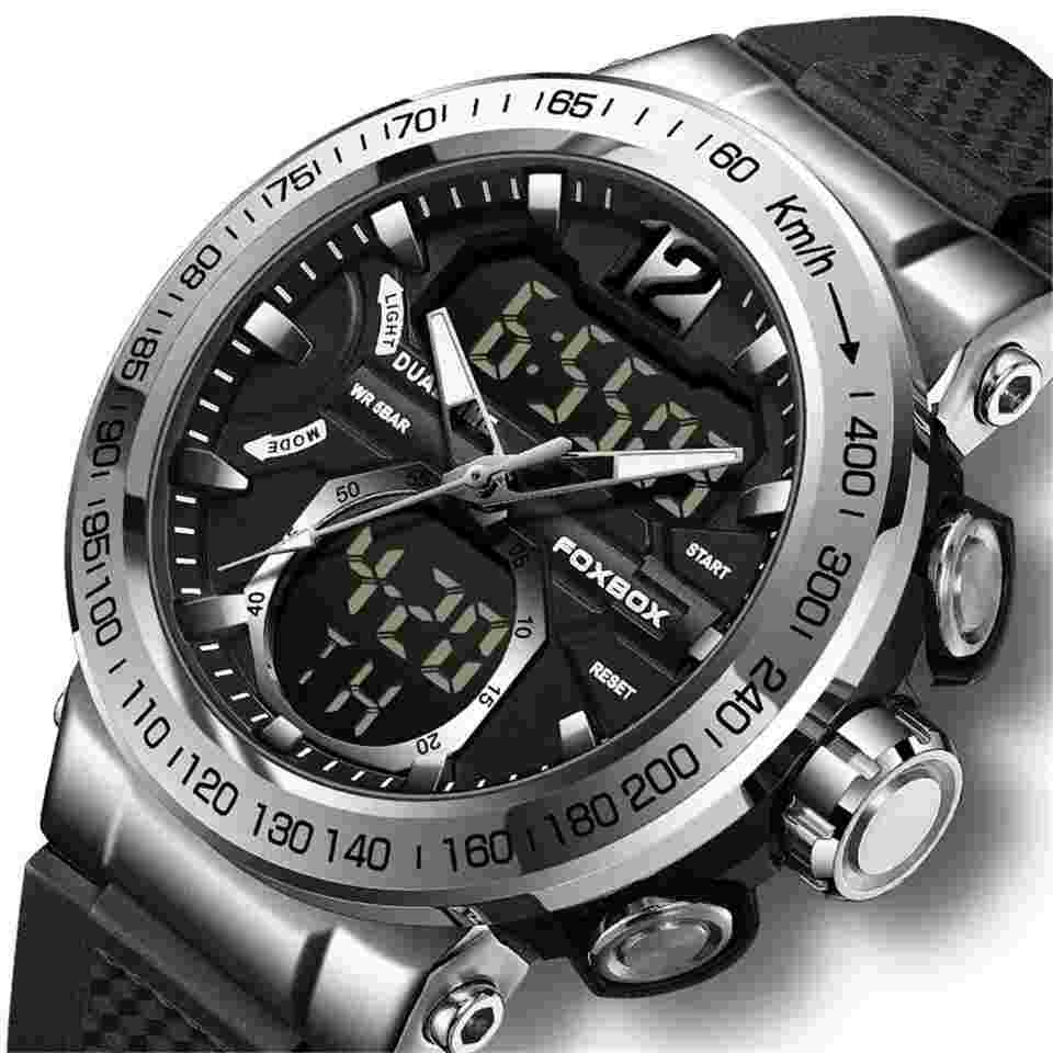 LIGE FOXBOX Men Watches Digital Sport Wristwatch Big Dial LED Quartz Watch