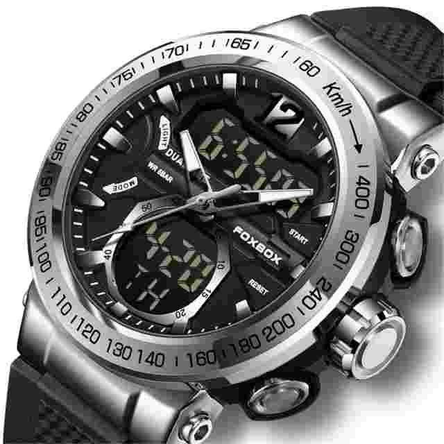 LIGE FOXBOX Men Watches Digital Sport Wristwatch Big Dial LED Quartz Watch