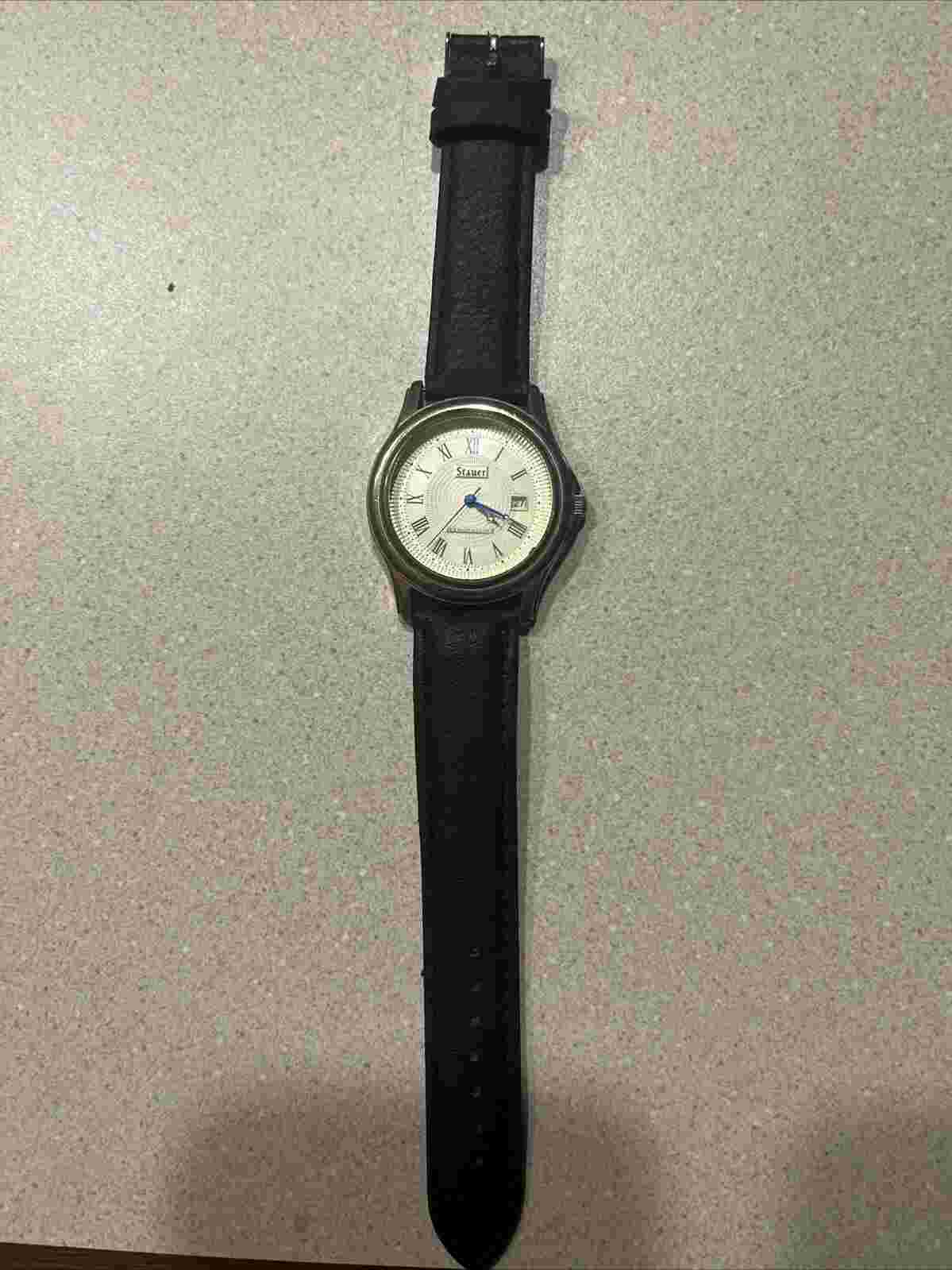 STAUER men’s Watch Goldtone With Sapphire Crown -SELLER REFURBISHED AND WORKING-