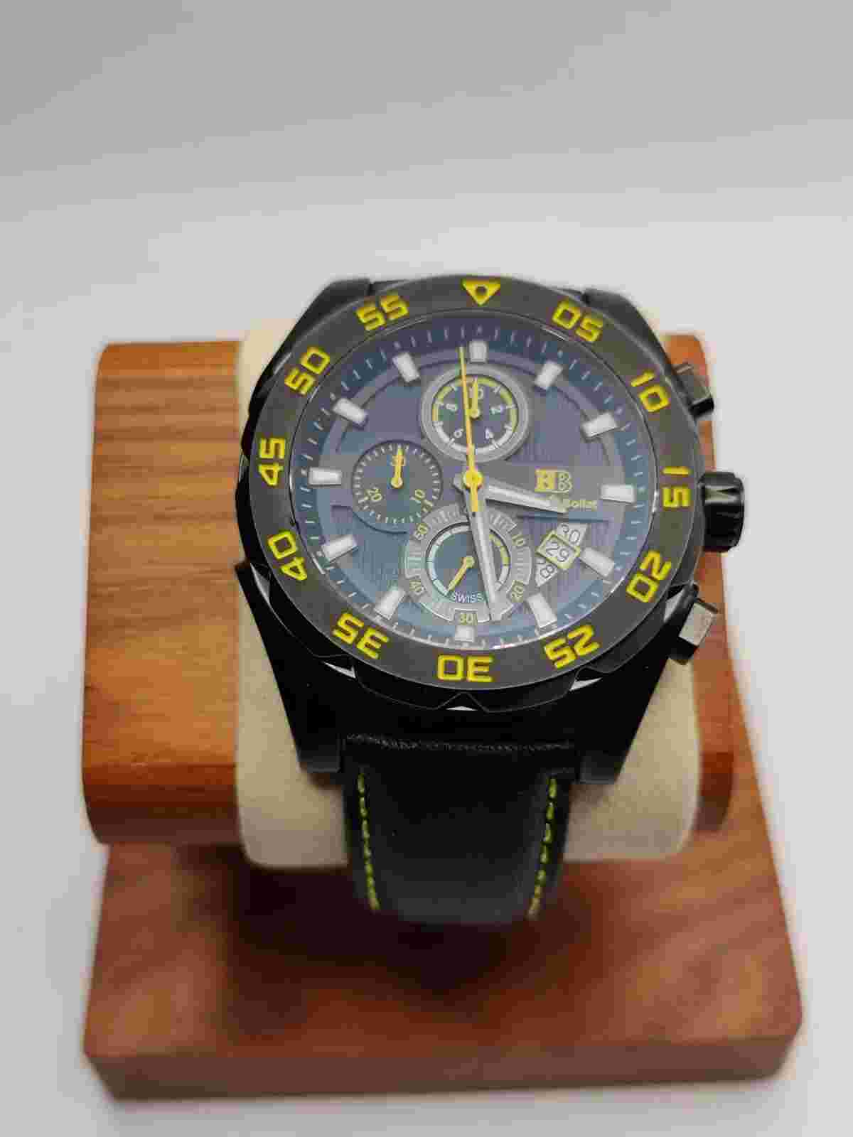 Buech & Boilat Torrent Chronograph Black and Yellow Dial 44mm Watch