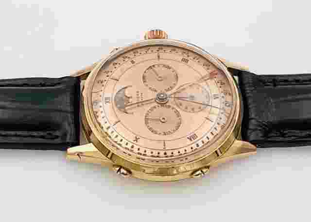 Rare Record 18K Pink Gold “Datofix” Moonphase Triple Calendar Watch Circa 1950’s