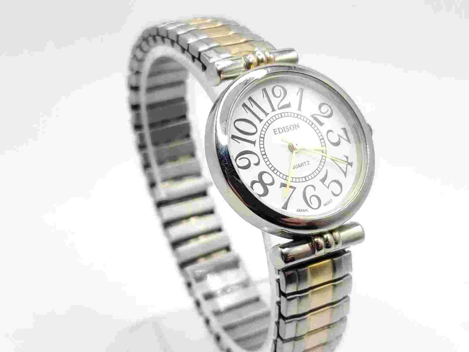 Edison Quartz Watch Womens New Battery Two-Tone White Dial 29mm