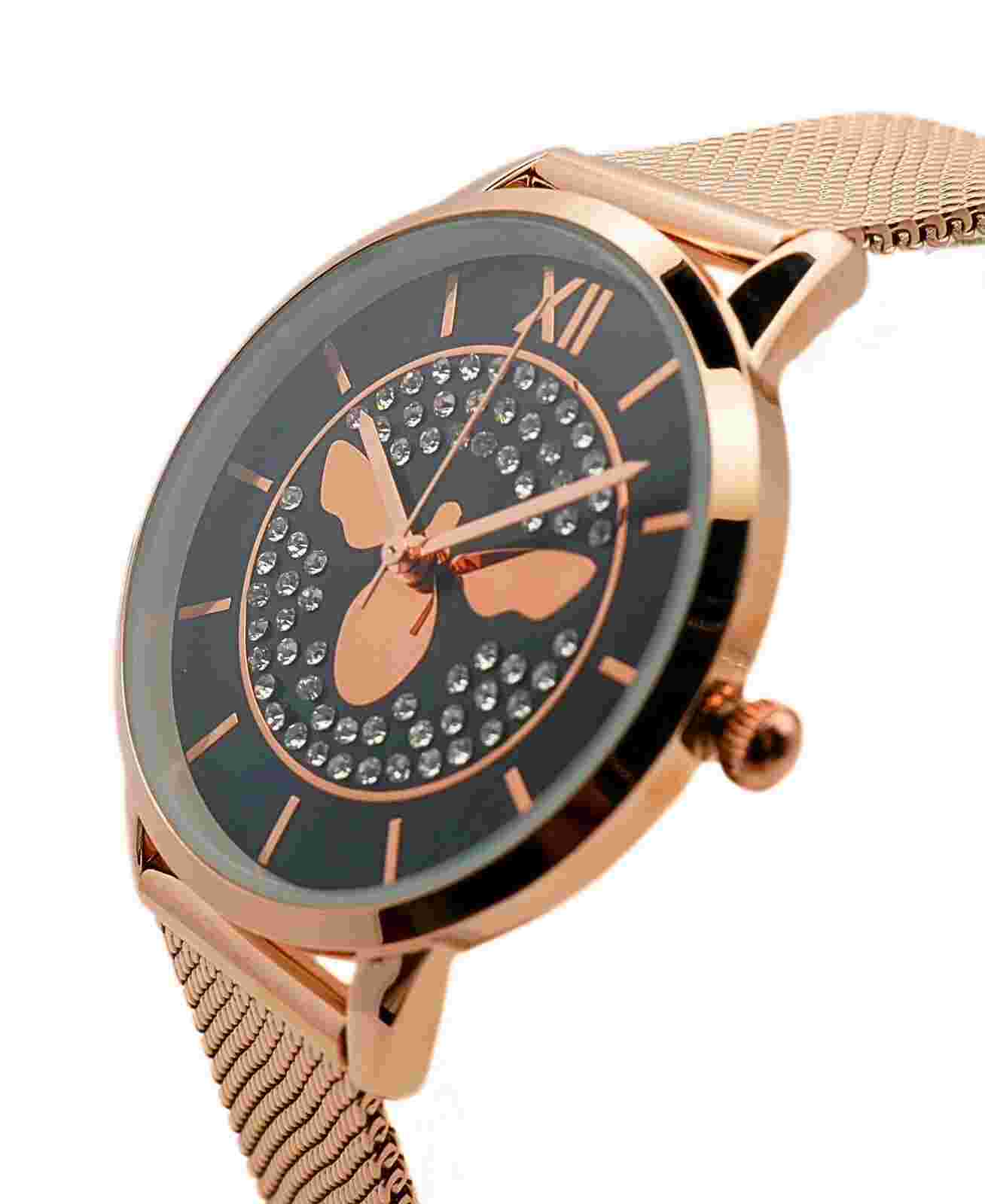 NY LONDON Ross Gold Bee women Fashion Metal Mesh Strap Date Analog Quartz Watch