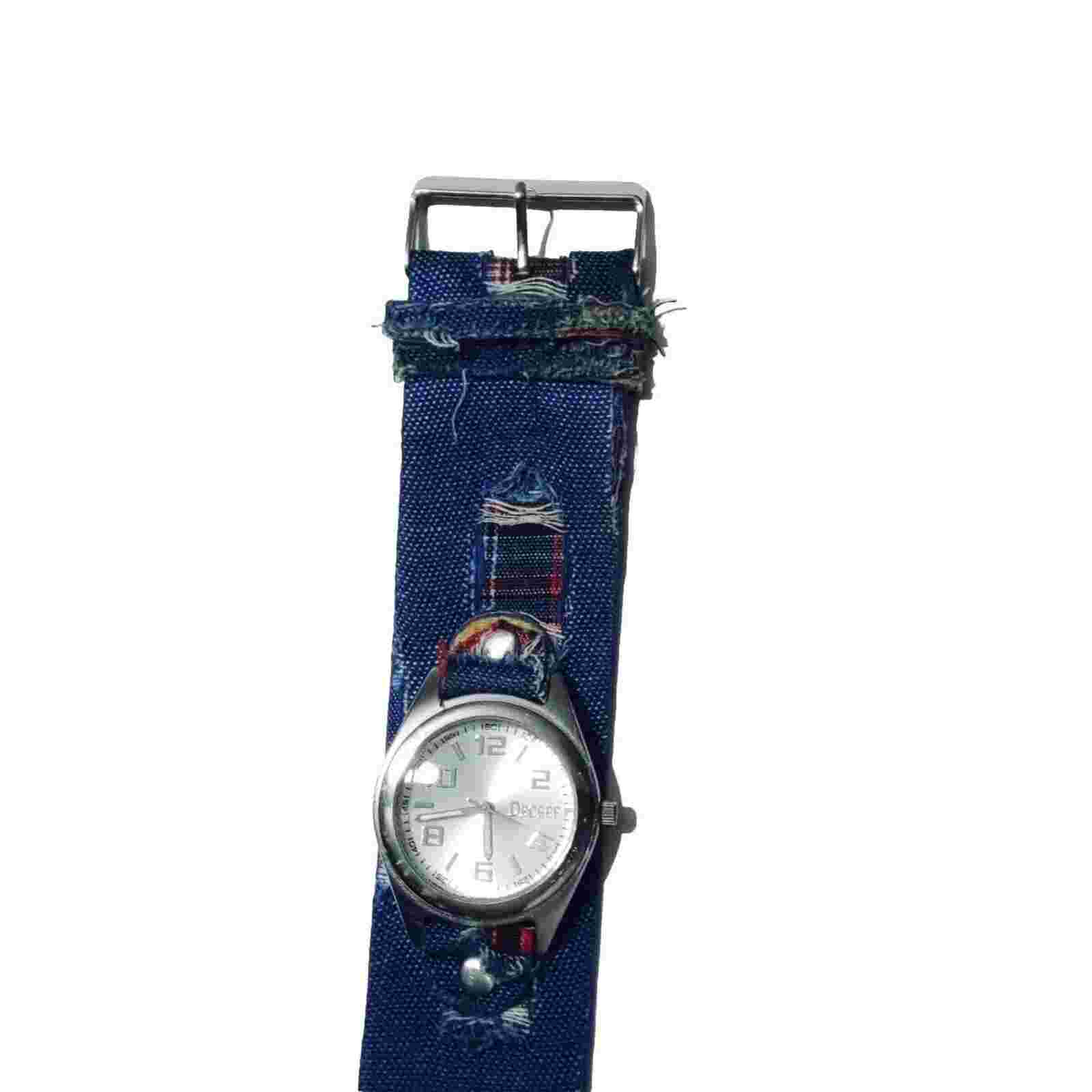 Decree Women Watch Silver Tone Blue / multicolor Fabric Band Analog Wrist Watch