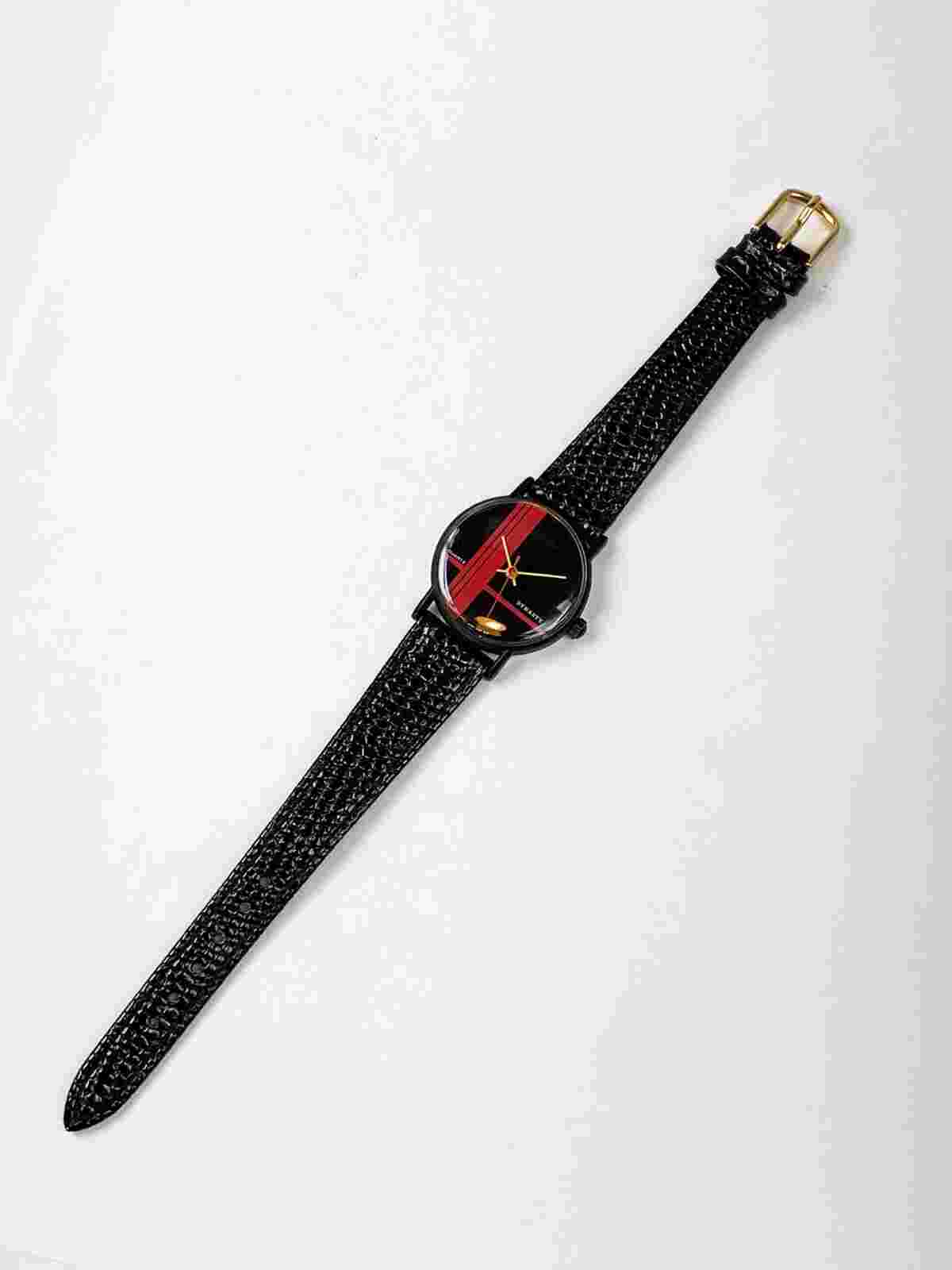 Dynasty Vintage Women's Totally Rad 1980s Matte Black Watch. Swiss Mvmt Excellnt
