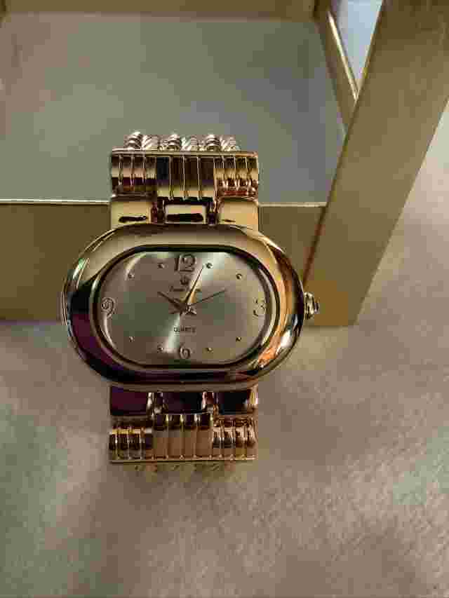 Premier Designs Cuff Band Women's Watch Gold Dial Gold Bracelet Needs Battery