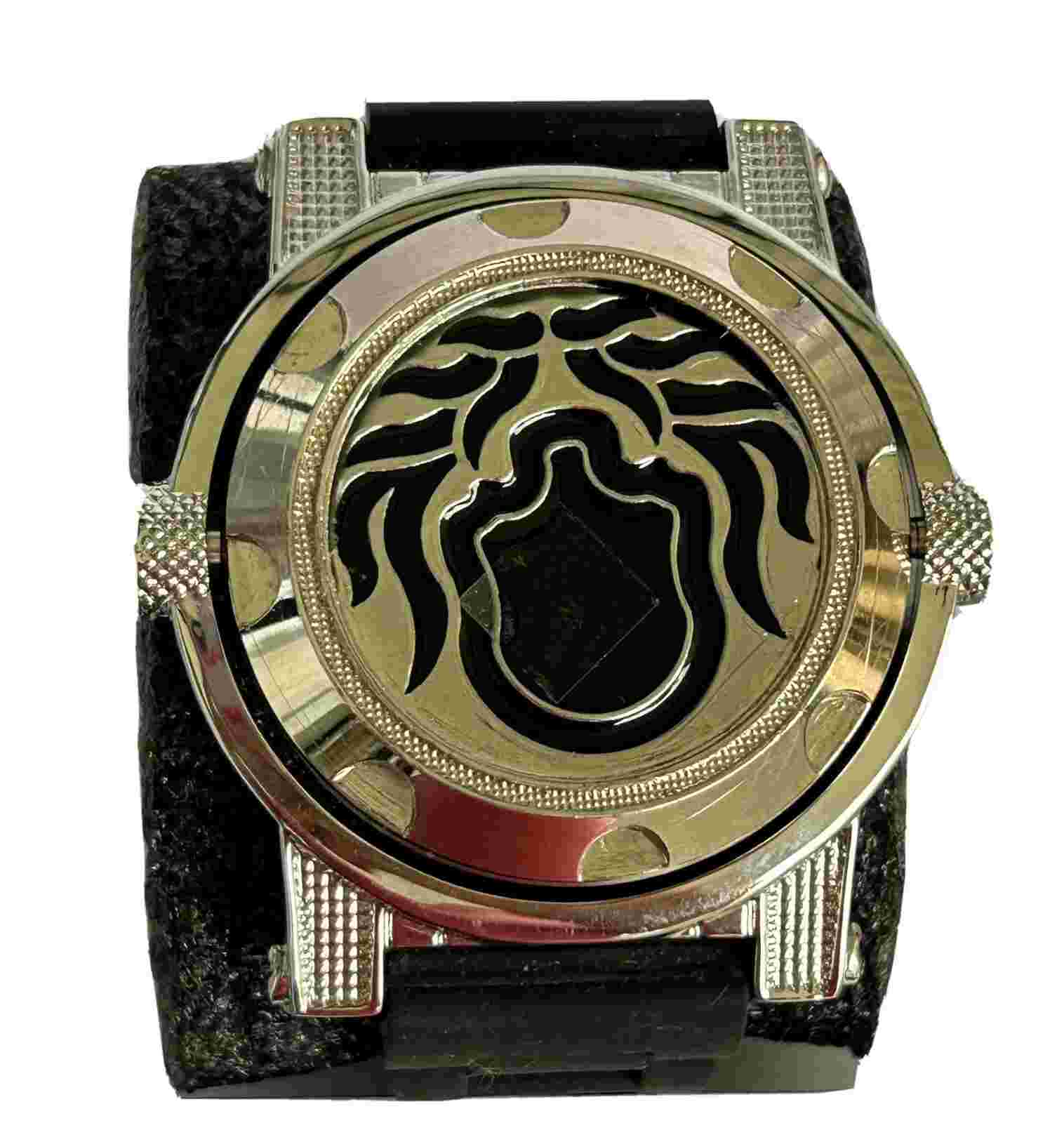 Ice King Men’s Flip Wristwatch Bracelet Black Rubber Band Quartz Big Face Watch