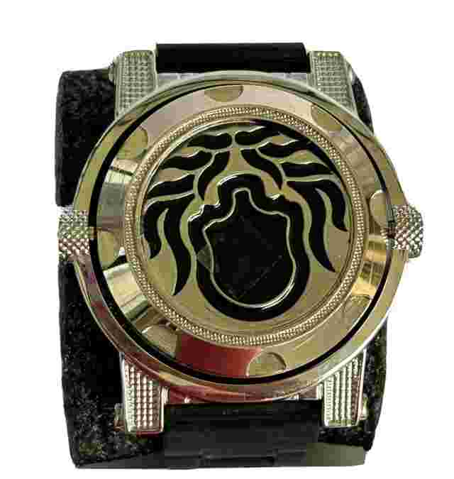 Ice King Men’s Flip Wristwatch Bracelet Black Rubber Band Quartz Big Face Watch