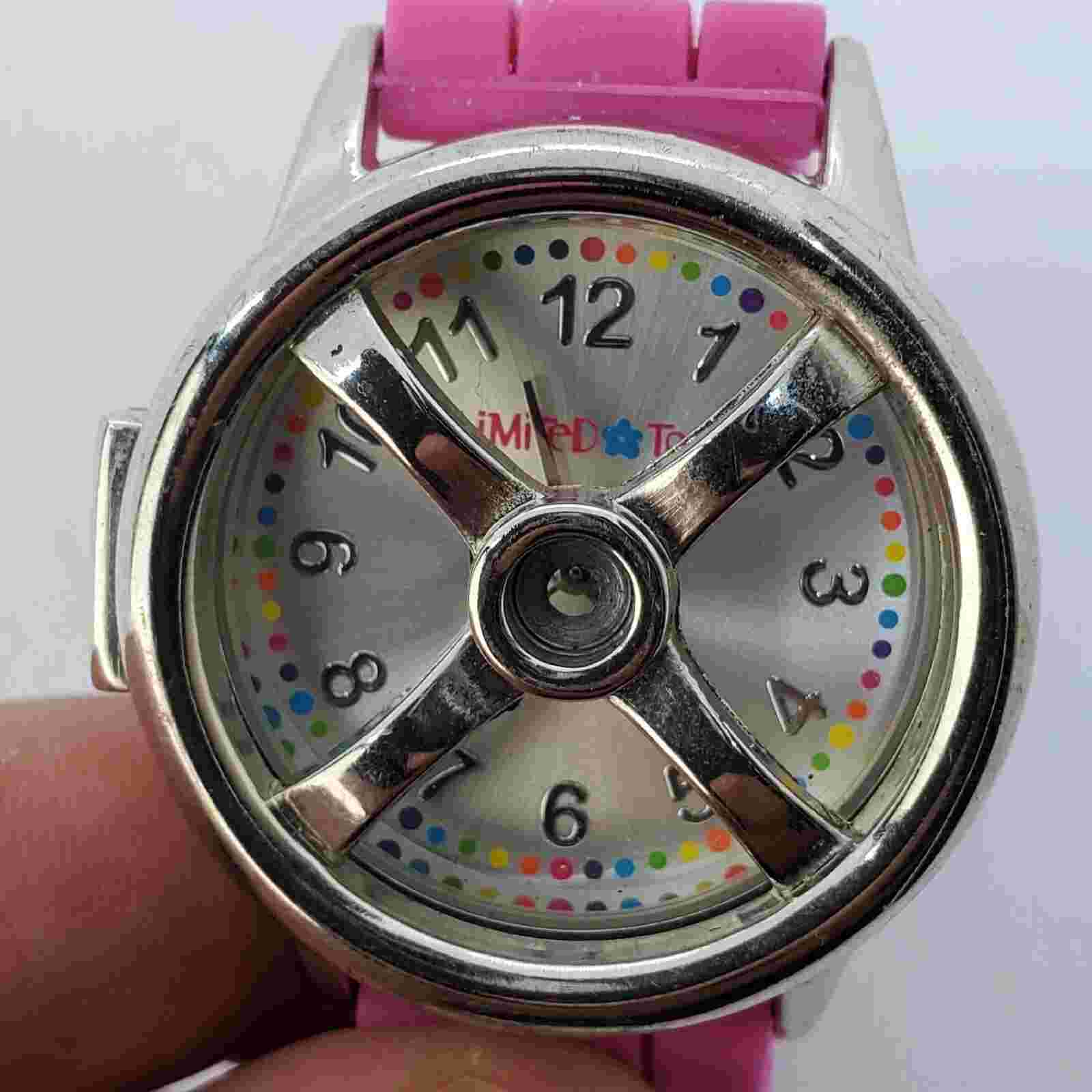 Limited Too Girl's Watch 38MM Gray Case Dial Pink Plastic Bands New Battery