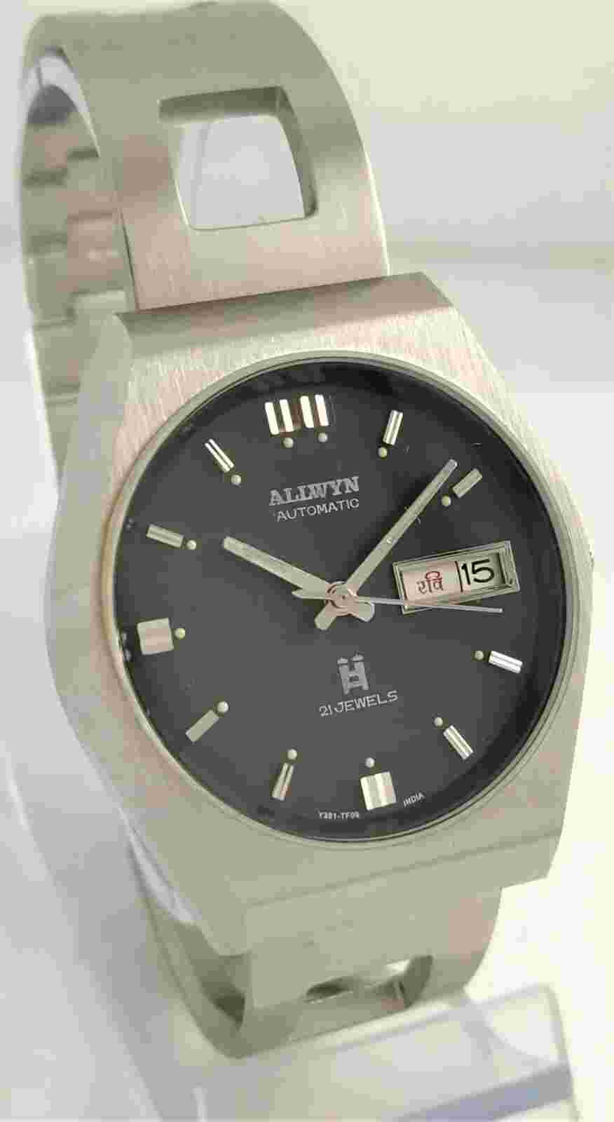 NOS Allwyn Automatic vintage Men's Watch*new old stock, day-date, India*FedEx