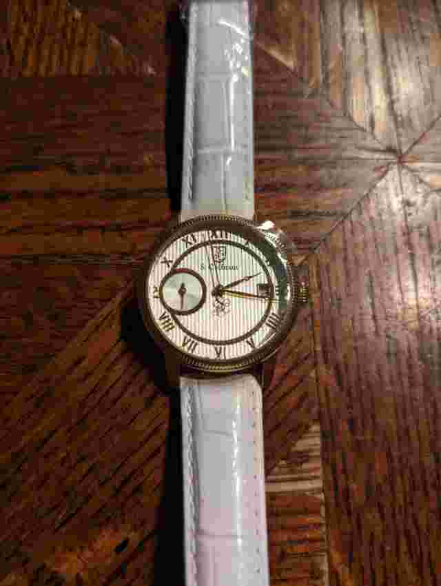 NEW!!   S. Coifman Ladies Swiss Silver Dial White Genuine Leather Watch SC0335