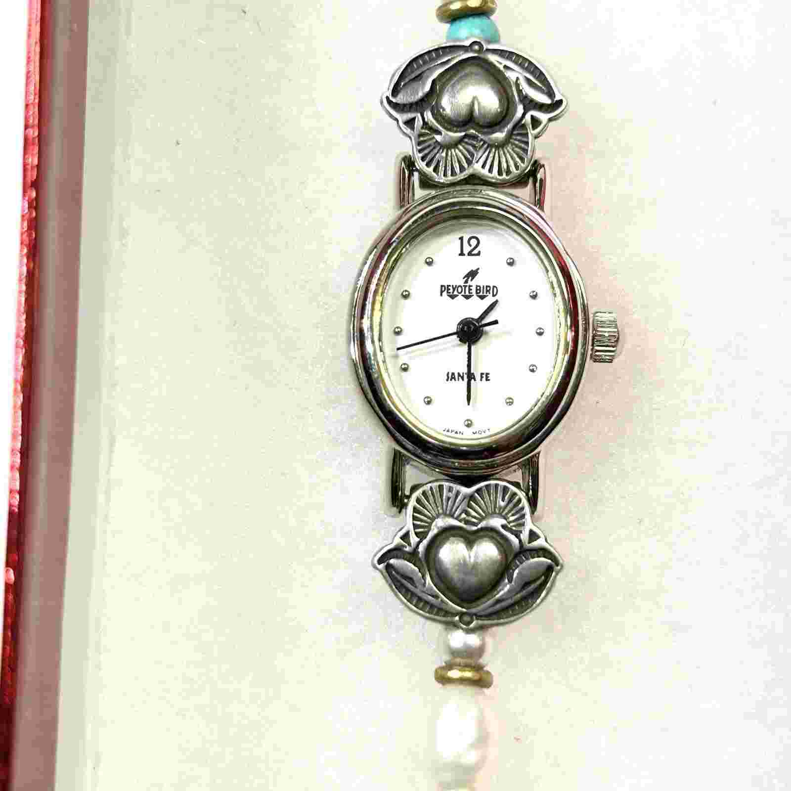 Peyote Bird Santa Fe Watch with Turquoise and 925 Sterling Silver Accents Works