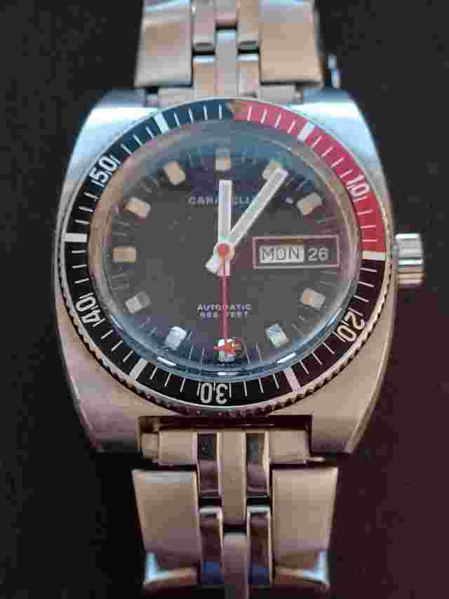 STAINLESS STEEL MEN'S CARAVELLE 666 DIVER DAY/ DATE  AUTOMATIC  SWISS WATCH