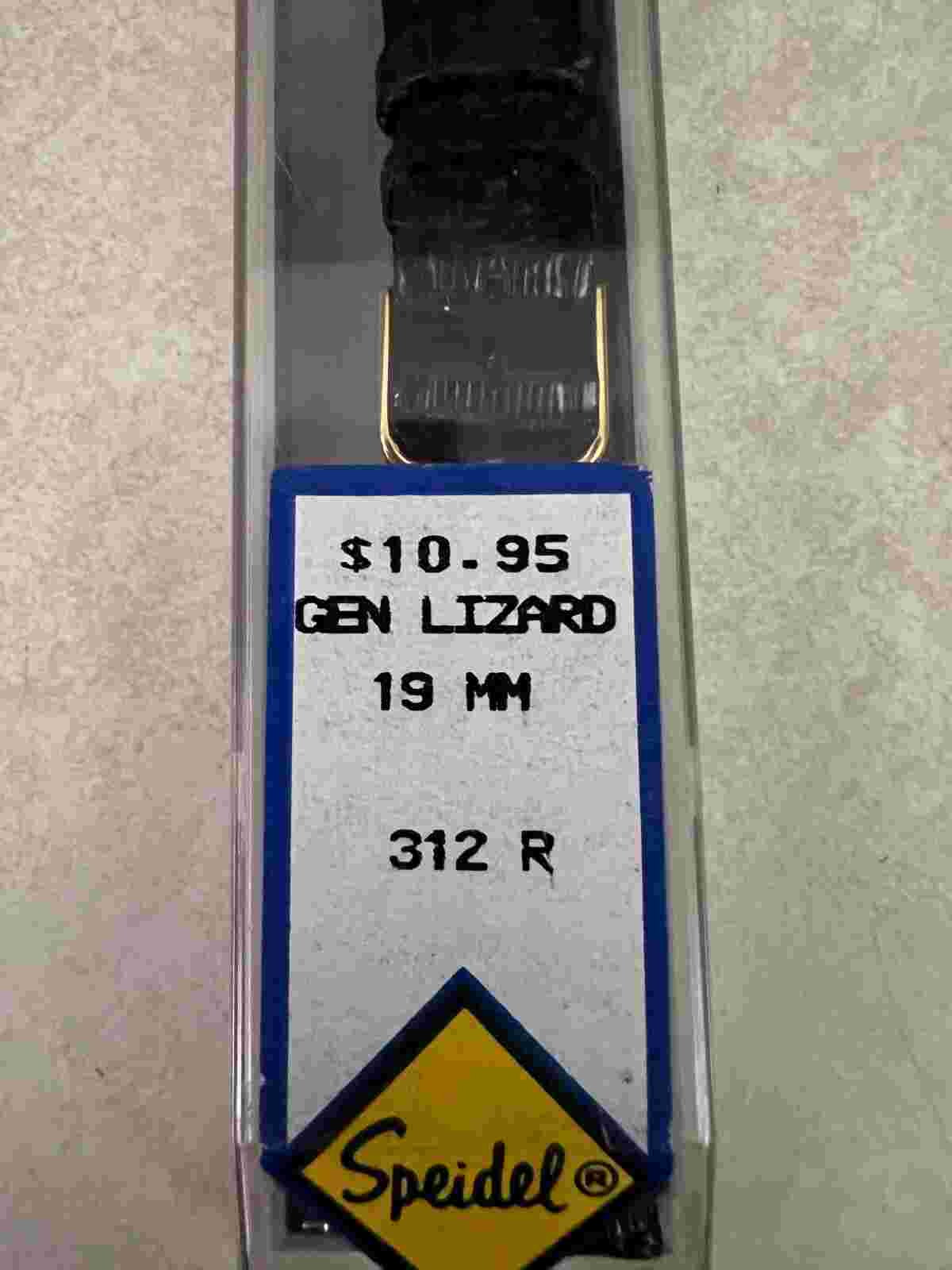 Vintage Speidel Watch Band - NOS:  Black Genuine Lizard 312R - 19 mm - Mint!
