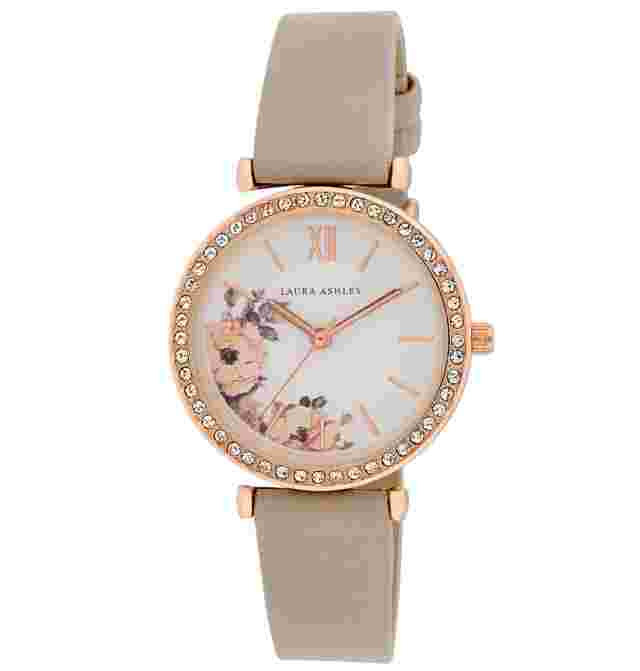 Laura Ashley Women's 32mm Floral Dial Vegan Leather Strap Watch (LA2081)