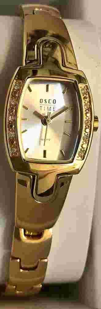 Elegant Small Watch Osco Stainless Steel Gold Plated with Zirconia Stones