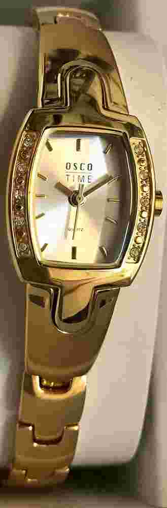 Elegant Small Watch Osco Stainless Steel Gold Plated with Zirconia Stones
