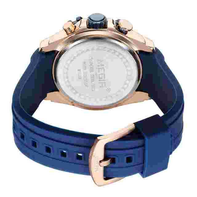MEGIR Quartz Watch Men Silicone Strap Chronograph Calendar Luminous Sports Watch