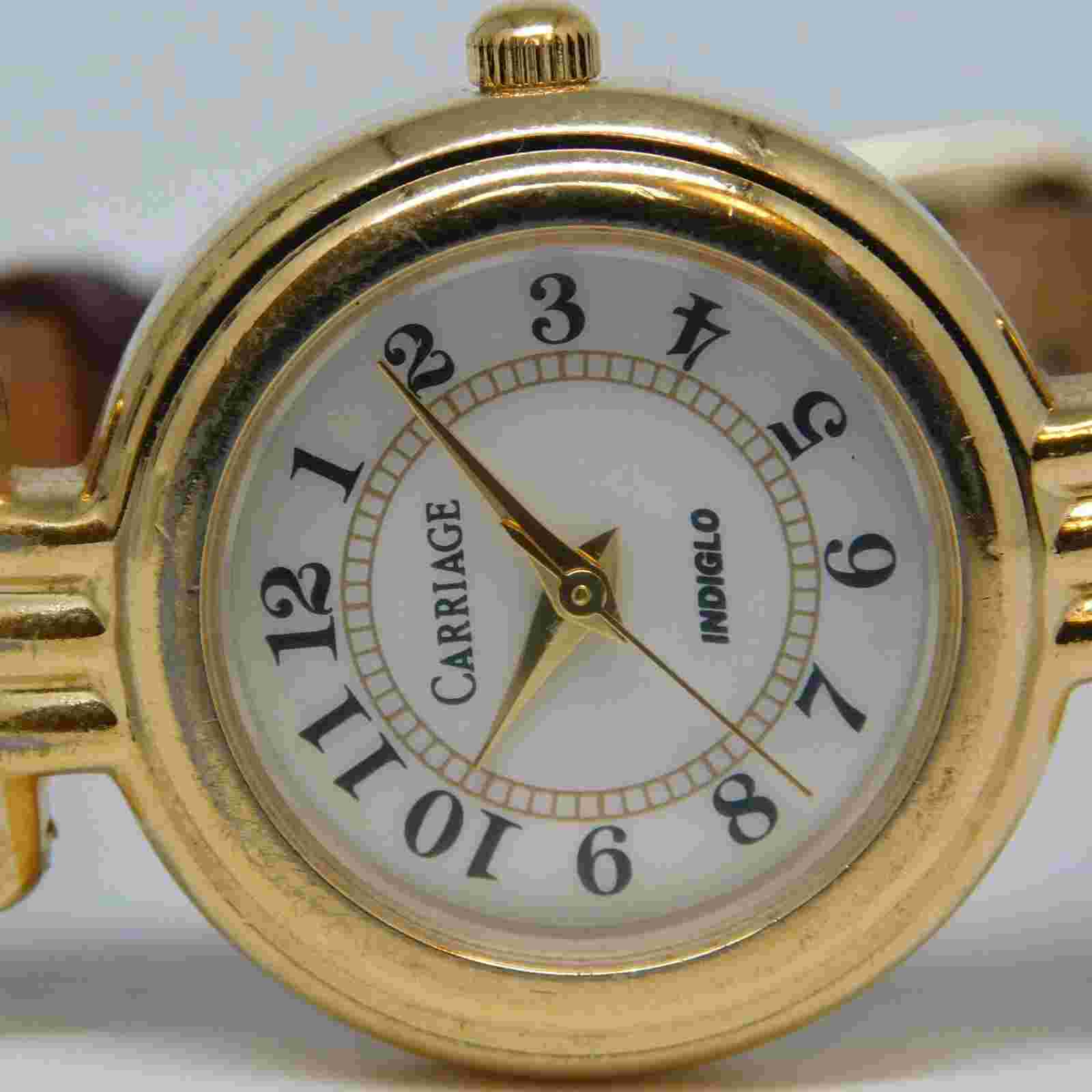 CARRIAGE Indiglo Genuine Leather Quartz Analog Women's Watch New Battery