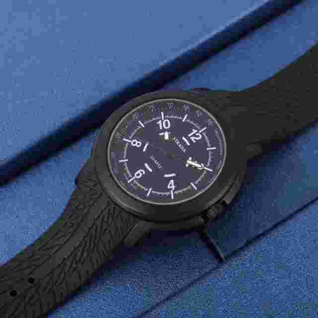 NEW STRADA Japanese Movement Watch 40mm Black Silicone Strap Classic AB