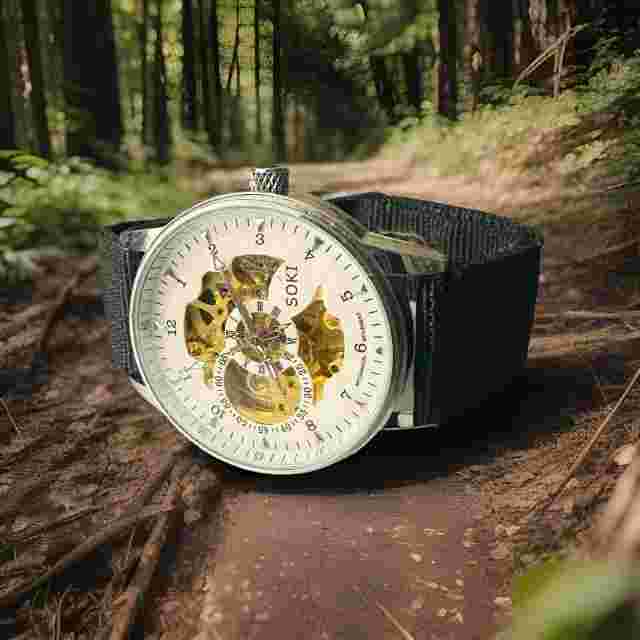 Soki Skeleton 8494G Automatic 43mm Stainless St. Case GWO VGC Men’s Watch-Lovely
