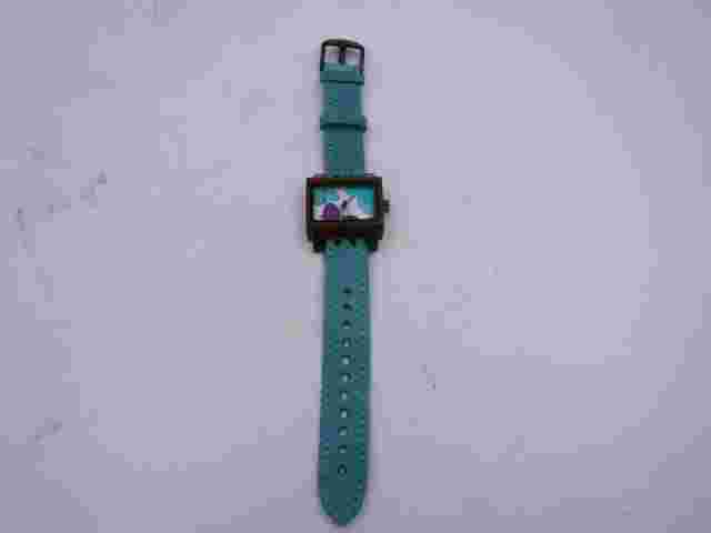 Mistura Lenzo Floral Dark Wood Face with Turquoise Leather Strap, Floral Backgr.