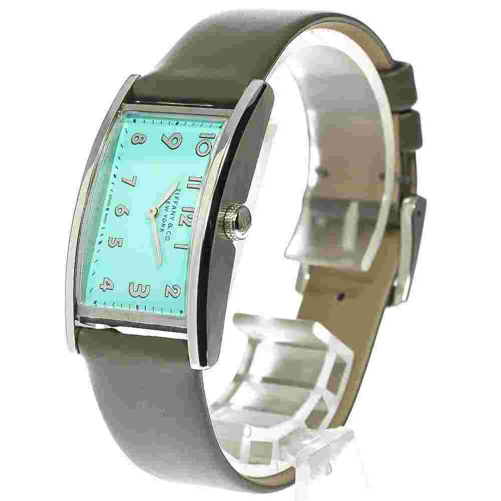 Tiffany &Co. East West Mini Wristwatch Ladies Watch Quartz Leather Belt SS