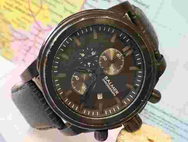 BALMER CHRONOGRAPH QUARTZ TEXTURED BLACK DIAL CAL:OS10 MEN FULL WORKING VINTAGE