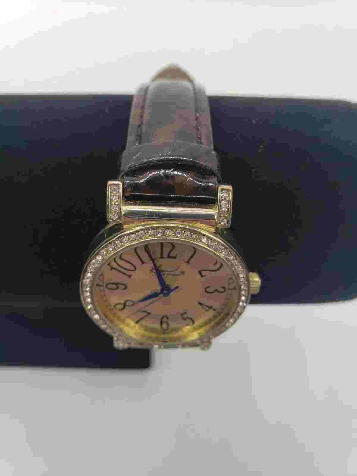 Kim Rogers Watch Gold Tone With Brown Leather Band (NEW Battery)