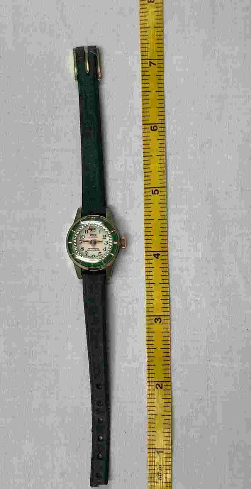 Eden 17 Jewel Antimagnetic Shock Protected  Green Bezel Swiss Made PARTS REPAIR