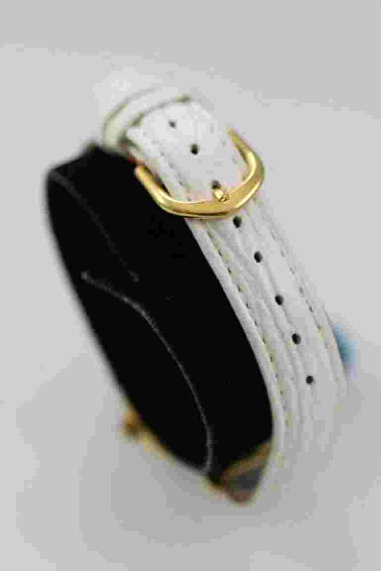 Futura Women Watch Gold Stainless Steel WR White Leather Battery Blue Quartz