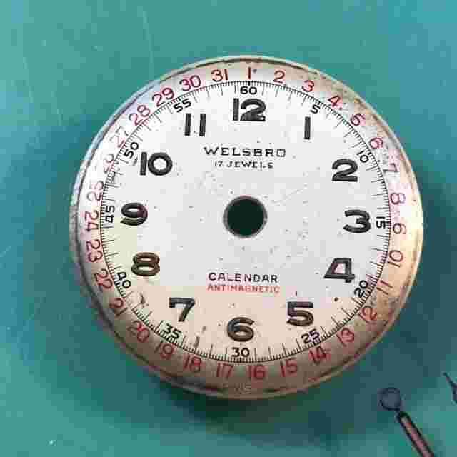 1940's Welsbro Calendar Military Dial w/ Hands / T403