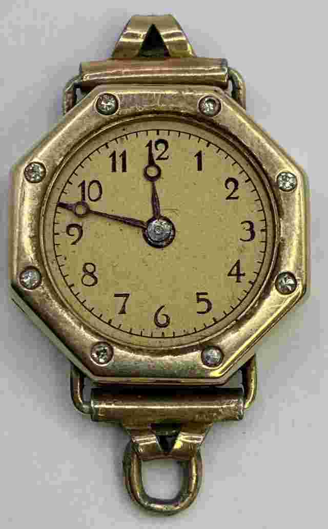 Antique Wadsworth 14k Gold Filled Diamond Bezel Watch For Parts Repair 11.9 Gram