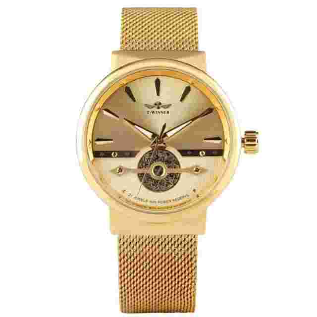 WINNER Mens Mechanical Watch Steel Mesh Milanese Autometic Self Winding Classic