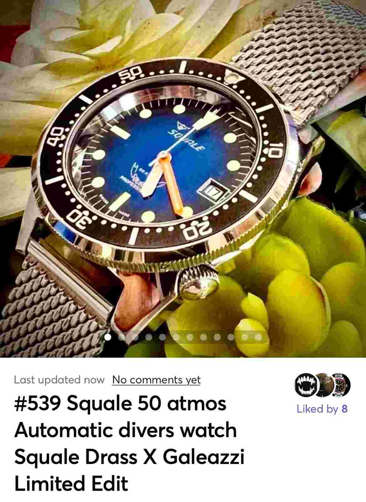 #539 Squale 50 atmos Automatic divers watch Squale Drass X Galeazzi 97/500