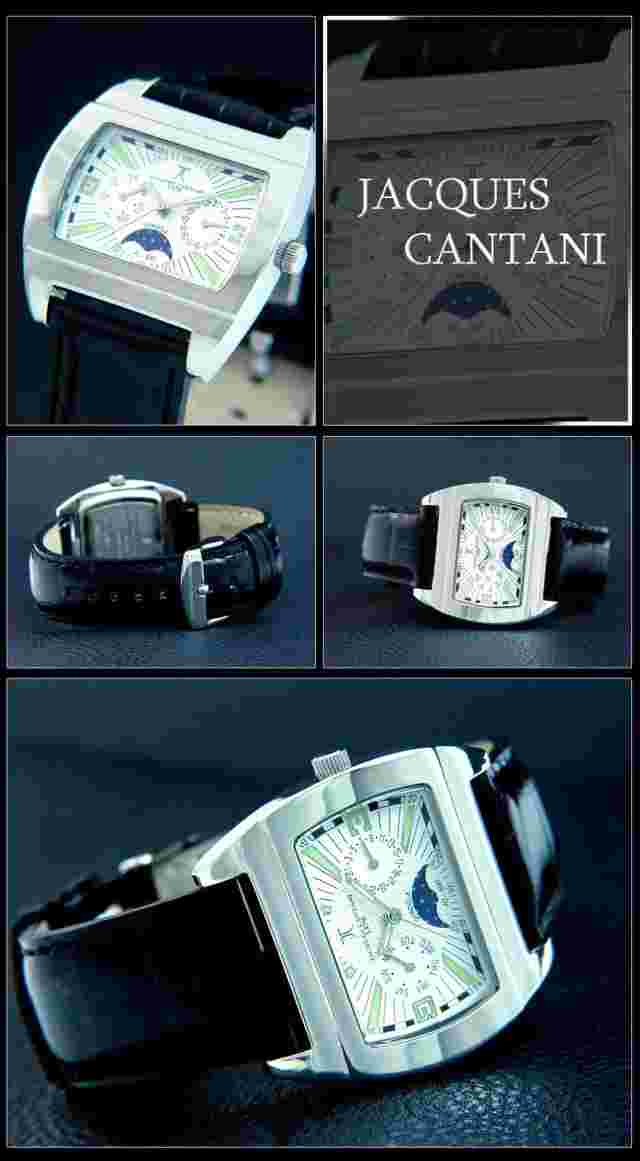 Jacques Cantani Gondola Calendar Men's Watch Moon Phase White Dial JC-690