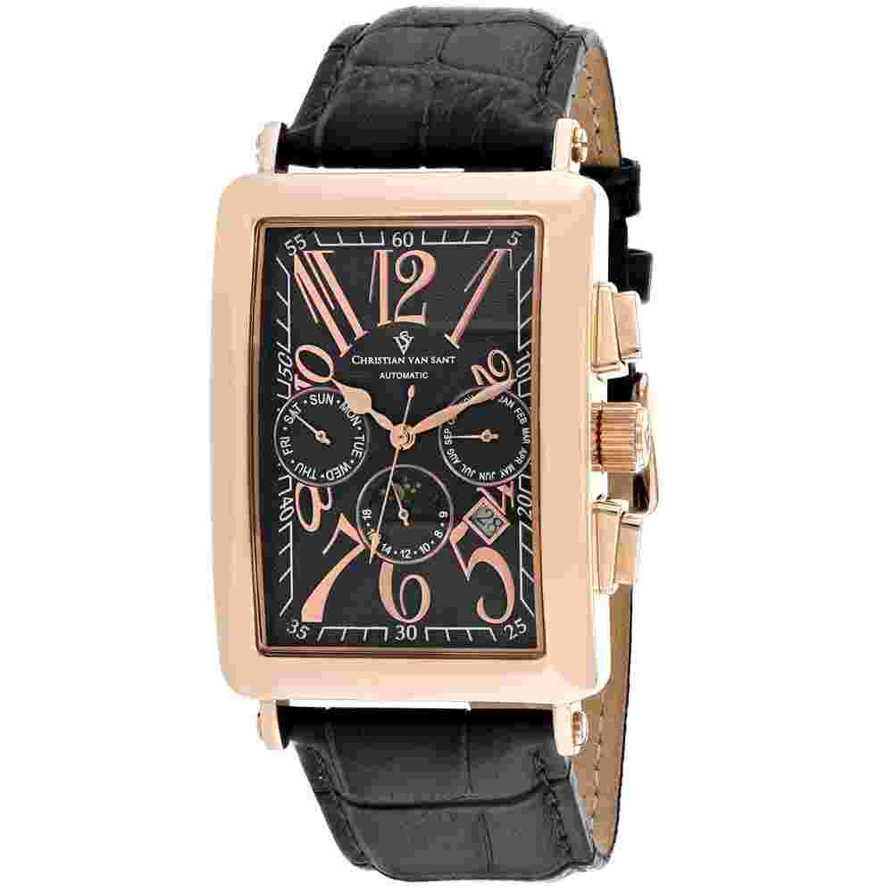 Christian Van Sant CV9141 Prodigy 52mm Men's Black Leather Watch