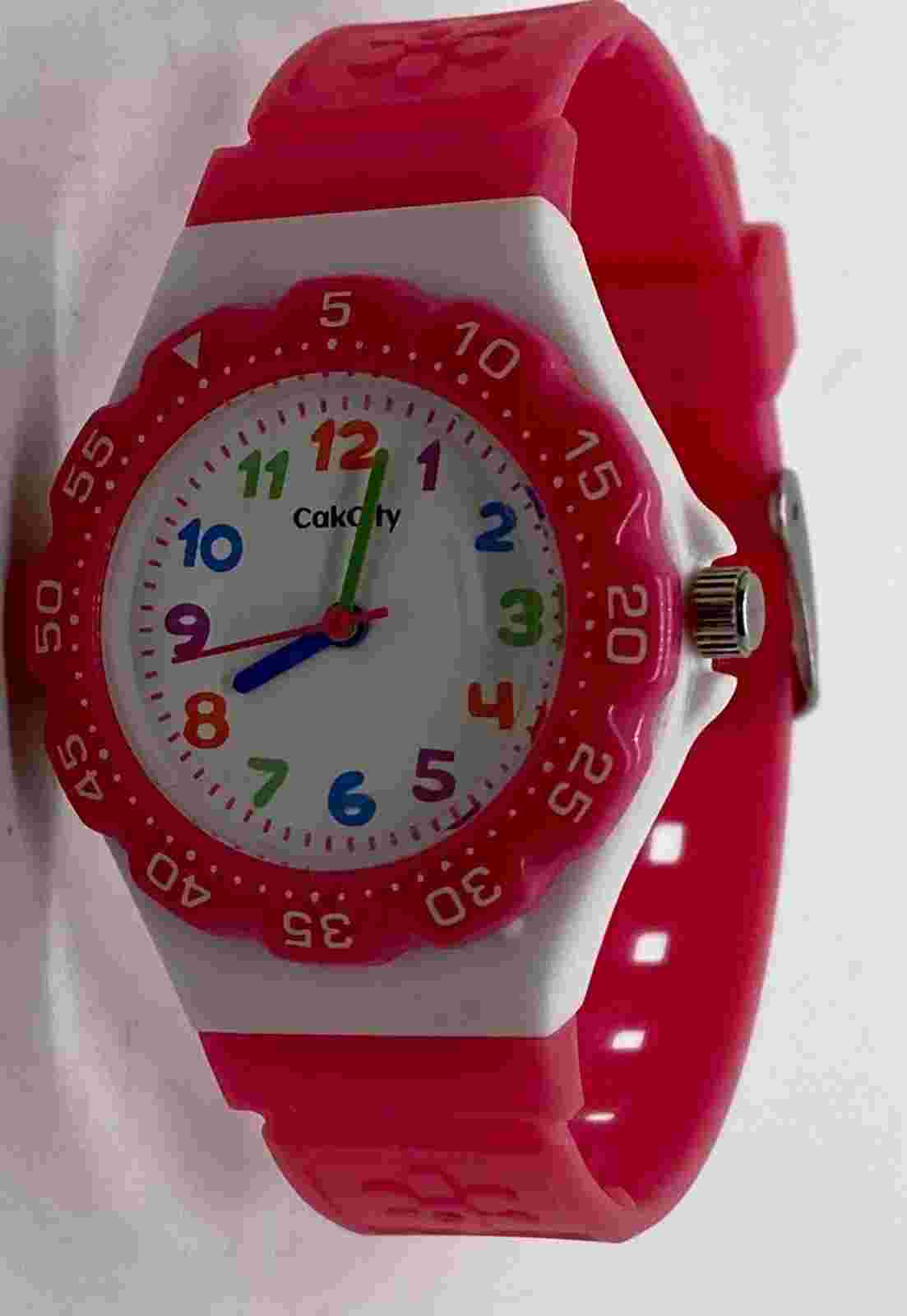 NEW CAKCITY Watch Kids Girls Fresh Battery Pink Strap Colorful Large Numbers