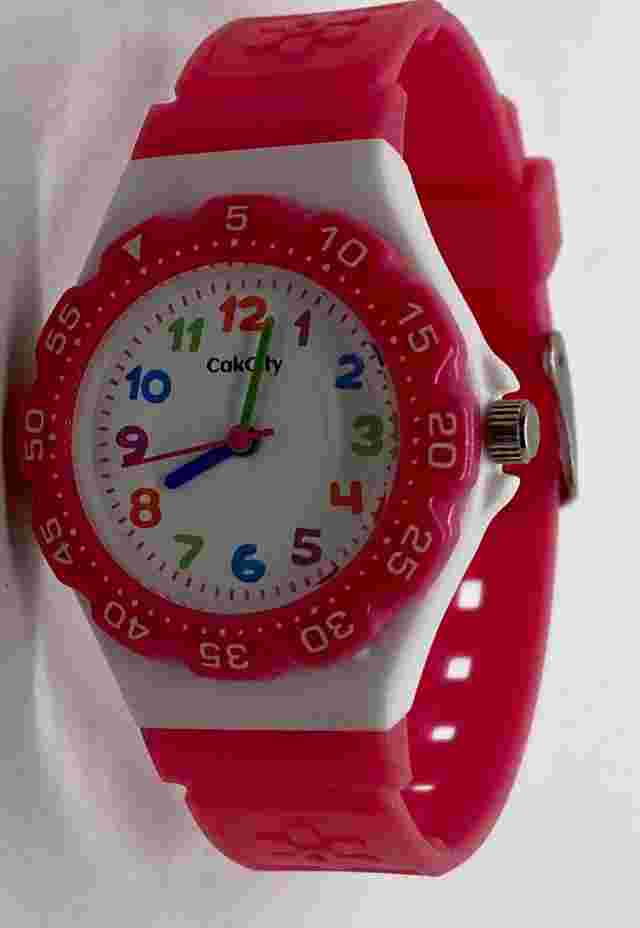 NEW CAKCITY Watch Kids Girls Fresh Battery Pink Strap Colorful Large Numbers
