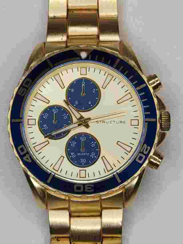 Structure Men’s Gold Watch Model 62315 Stainless Steel Chronograph Working