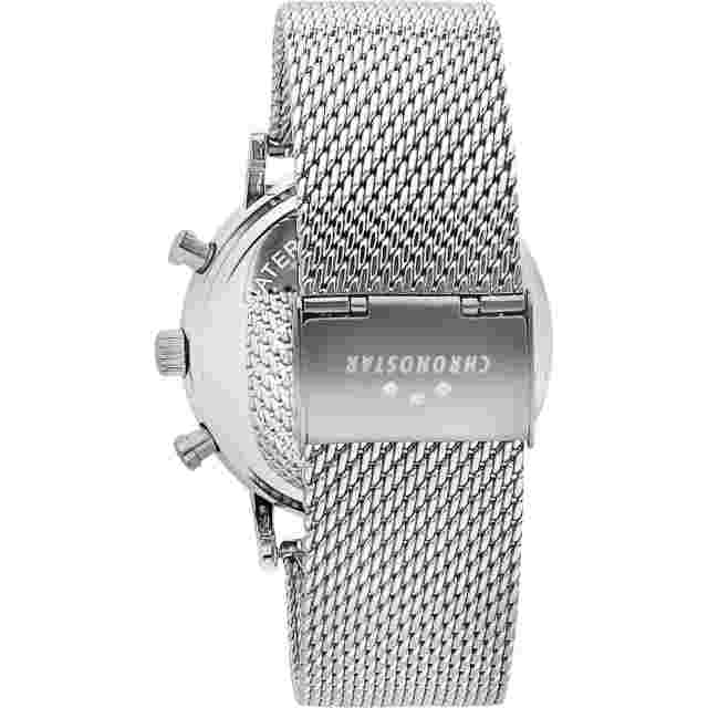 Chronostar Multifunction Watch Polaris, Dual Time, 43Mm Case, Mesh Bracelet