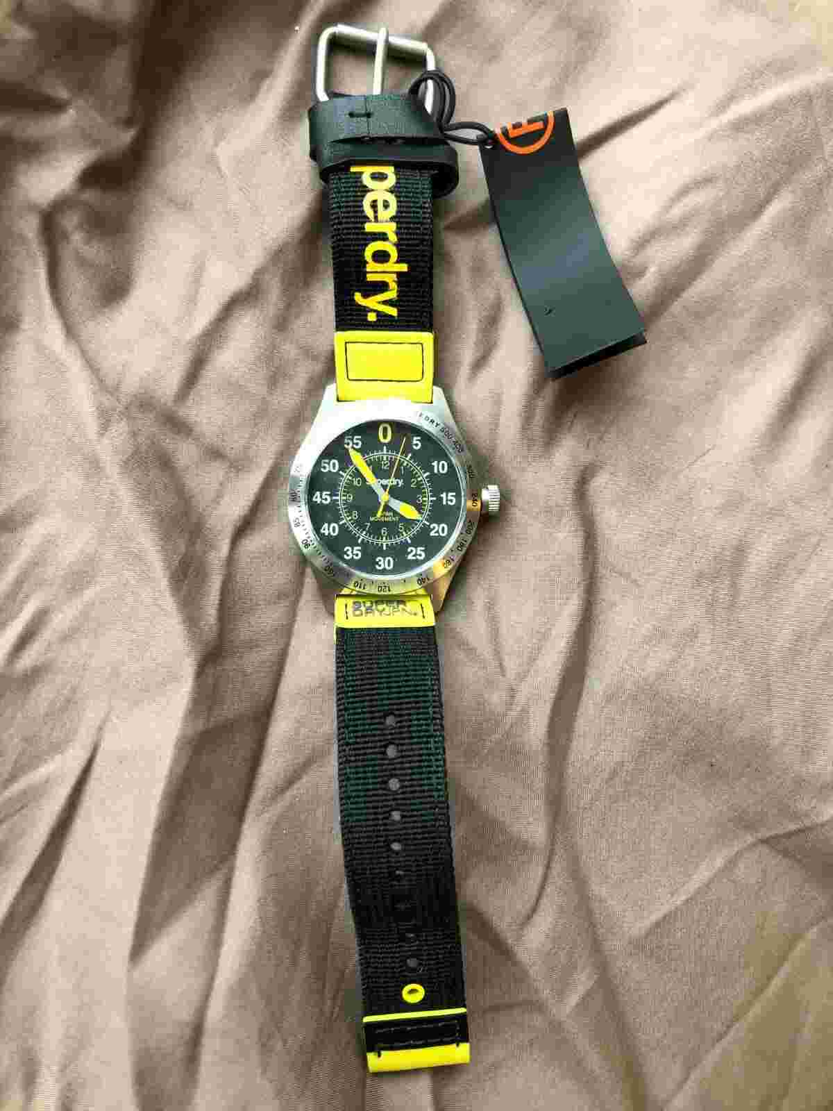Superdry Compound Super Sport Watch Mens SYG122Y Black Yellow
