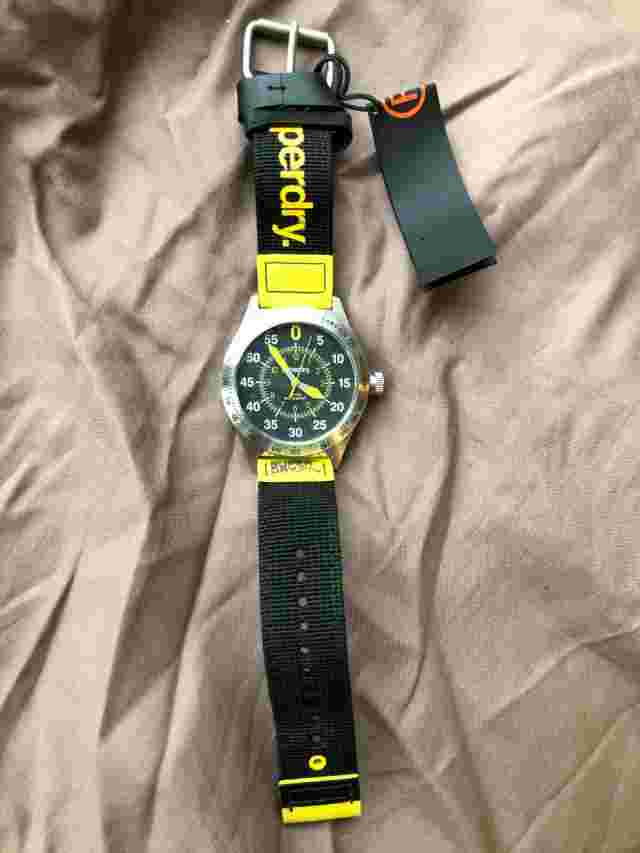 Superdry Compound Super Sport Watch Mens SYG122Y Black Yellow