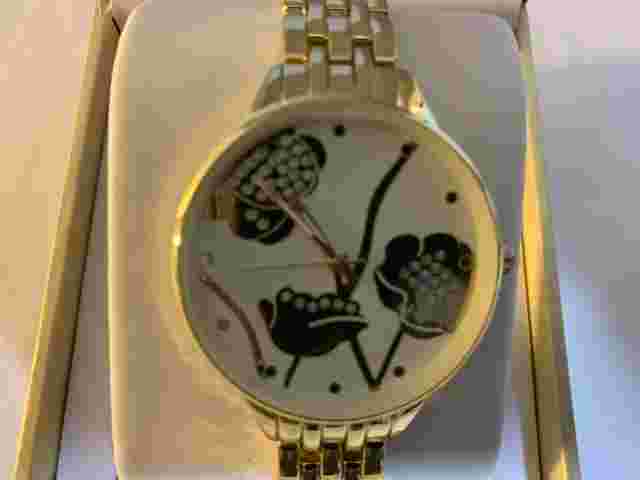 Charter Club Women's Gold-Tone Elegant Floral Crystal Bezel Bracelet Watch 30mm