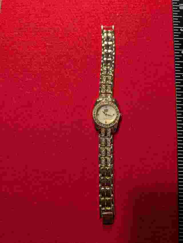 "EJ" WOMEN WATCH MOP FACE RHINESTONES GOLD TONE STEEL BAND NEW BATTERY Lot 82