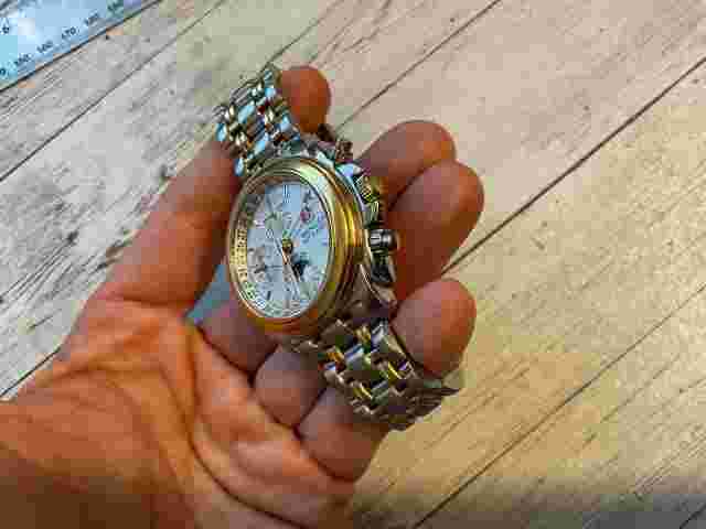 RARE 1997 WENGER GST CLASSIC MOONPHASE CHRONO WATCH 25J 1 OF 200 18k GOLD STEEL